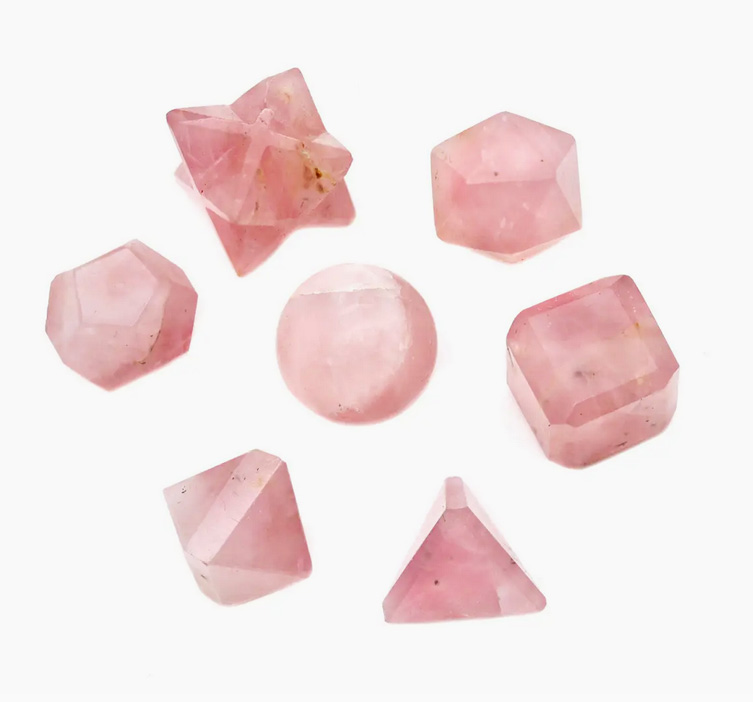Pietre geometriche sacre. Solidi platonici, Sfera e Merkaba - Quarzo rosa