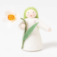 Bambina fiore Narciso bianco con fiore in mano - in feltro
