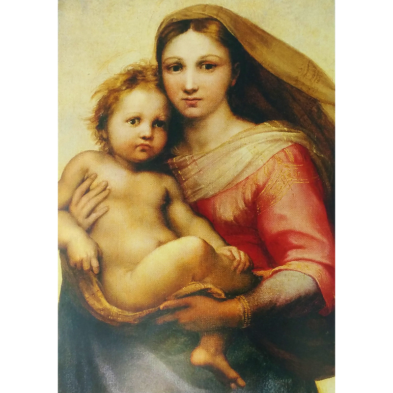 Cartolina: Madonna Sistina (dettaglio volti)