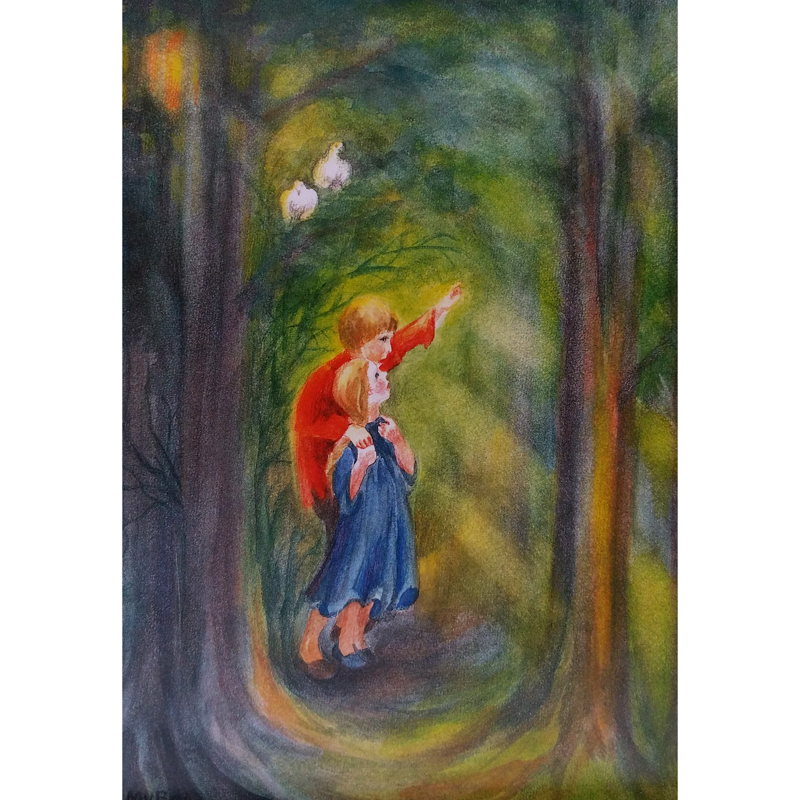 Cartoline: Fiaba - Hansel e Gretel nel bosco