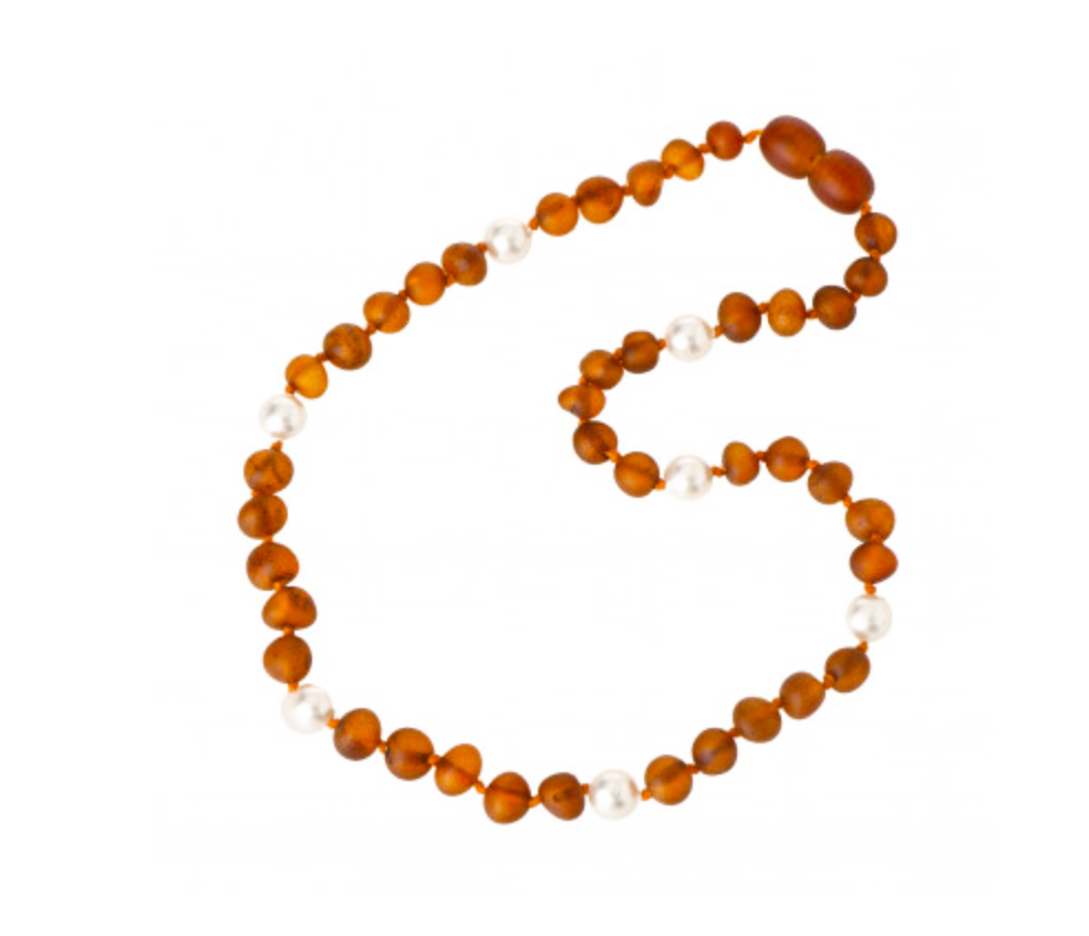 Collana di ambra e perle lunga per adulti - 45 cm