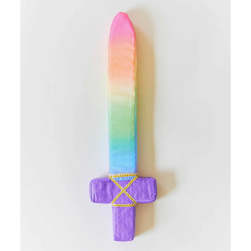 Spada morbida per bambini - con velo in seta arcobaleno