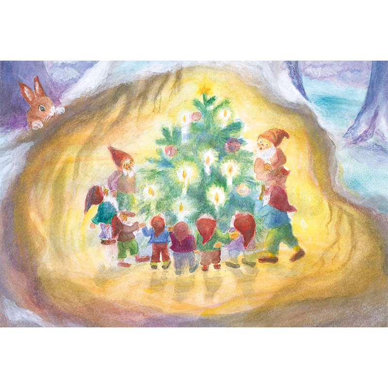 Cartolina: L'albero di Natale dei nanetti