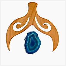 Acchiappasole da appendere (in legno) con agata blu - Calice