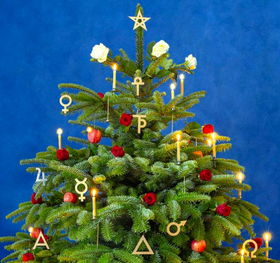 Decorazioni per Albero di Natale secondo Rudolf Steiner. Segni e Simboli in legno dorato