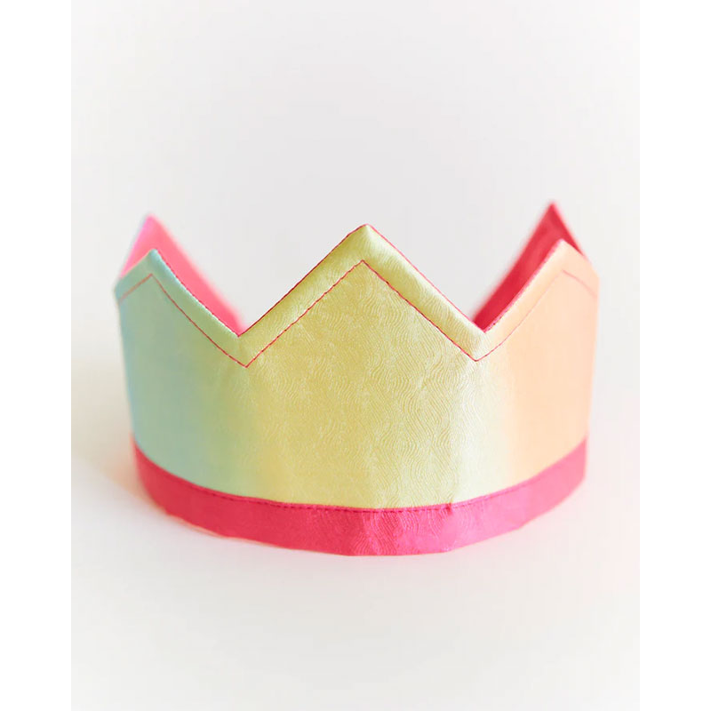 Corona da principessa in seta - reversibile rosa e arcobaleno