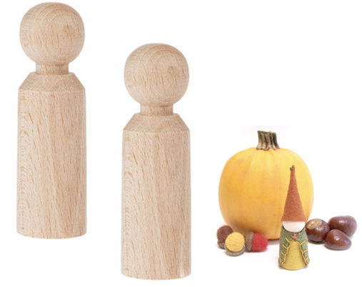Omini di legno a cilindro per bambole Peg altezza 7cm - 6 pezzi