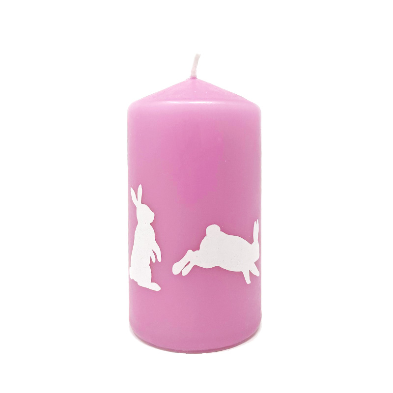 Candela per Pasqua con conigli - 1 pezzo rosa