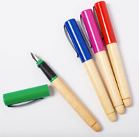 Penna stilografica con impugnatura in legno (usata nelle scuole steineriana)