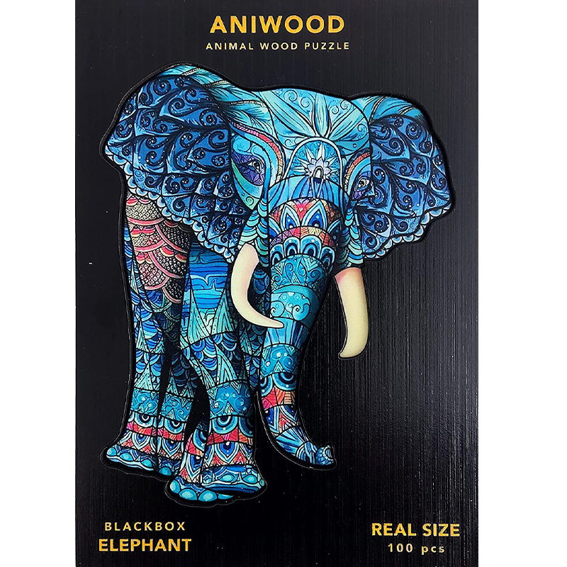 Puzzle con pezzi unici a forma di animali 100 pz (L'Elefante) 