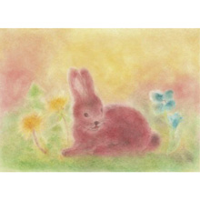 Cartolina: Coniglietto di Pasqua nel prato