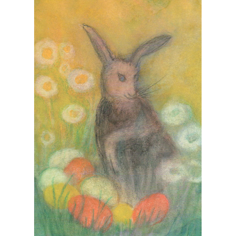 Cartolina: Leprotto con le sue uova di Pasqua