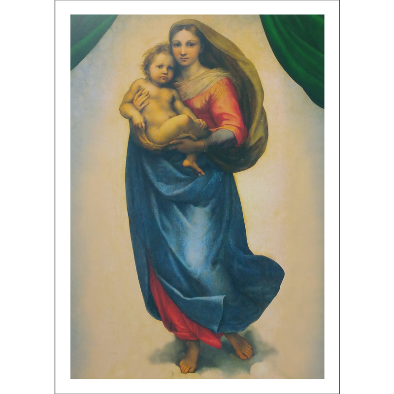 Stampa media 48x34cm - Madonna Sistina (dettaglio figura intera)