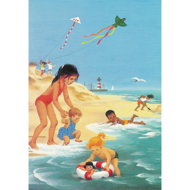 Cartolina: Bambini al mare in estate