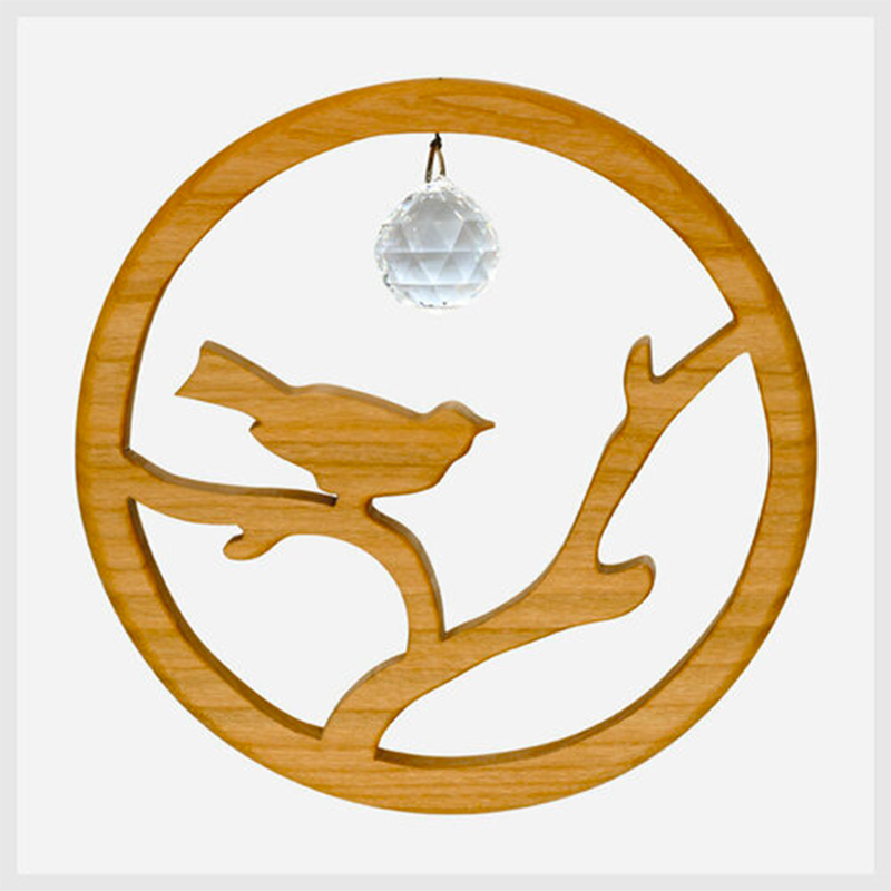 Acchiappasole in legno con cristallo - uccellino sul ramo -   -  - Shop