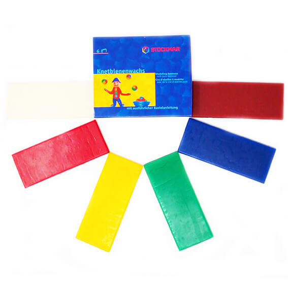 6 tavolette di cera d'api da modellare - piccole 20 gr - 6 colori assortiti 