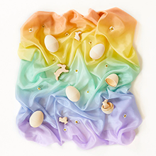 Velo in seta grande - arcobaleno colori pastello (90x90 cm)
