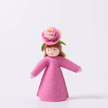 Bambina fiore grande - Rosa rosa in feltro