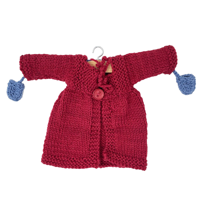 Cappotto bordeaux con muffole azzurri - per bambole