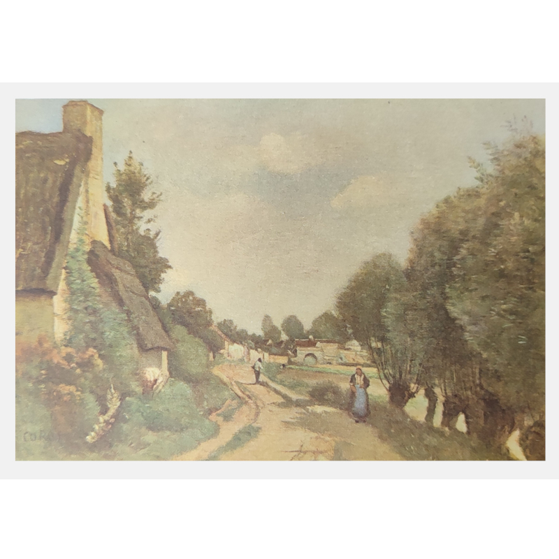 Cartolina: Cottage con tetto di paglia vicino ad Arras di J.B.C Corot 