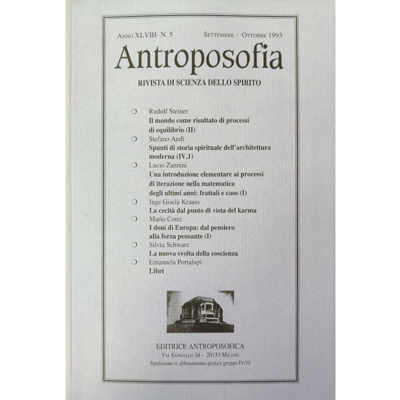Antroposofia - Rivista di scienza dello spirito - Settembre Ottobre 1993