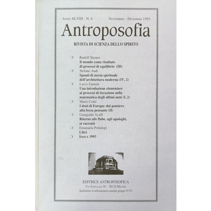 Antroposofia - Rivista di scienza dello spirito - Novembre Dicembre 1993
