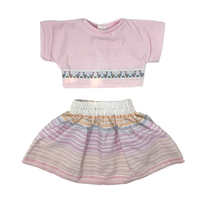Gonna a righe colorate e maglietta rosa - per bambole