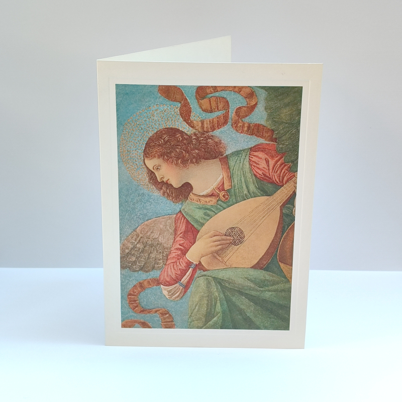 Biglietto piccolo: Angelo con mandolina (17x12 cm)