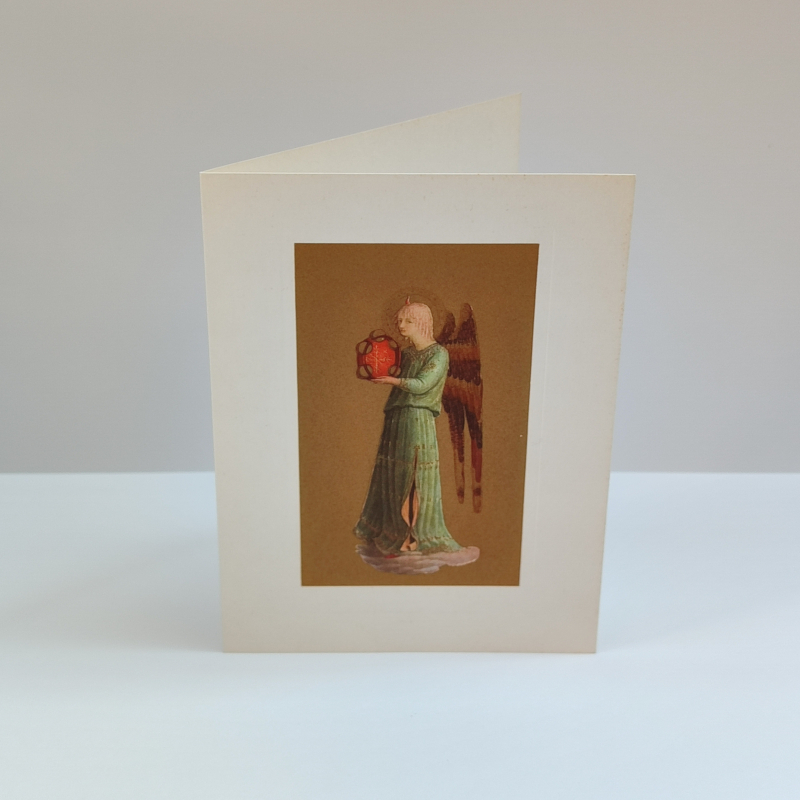 Bigliettino: Angelo musicante con tamburello (13x10 cm)