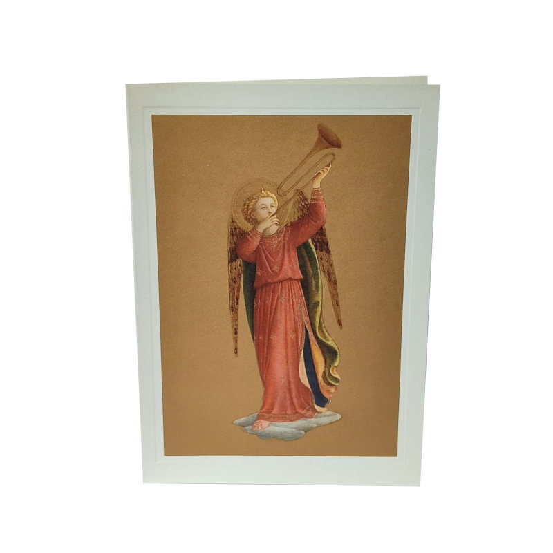 Bigliettino: Angelo musicante con trombone (17x12 cm)