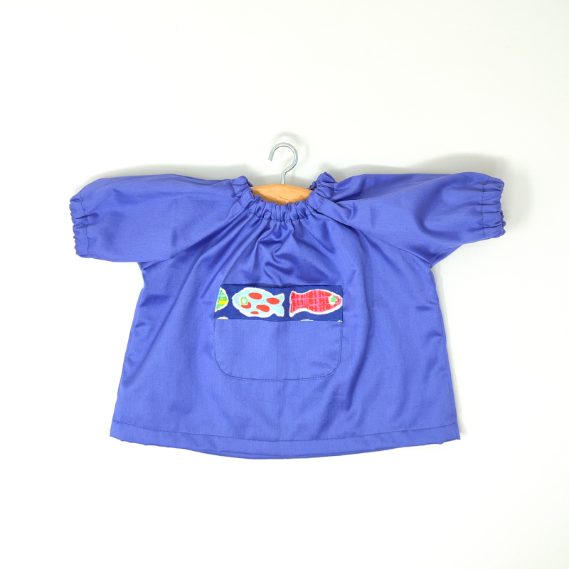Grembiule per bambole per scuola e asilo - Blu cobalto 