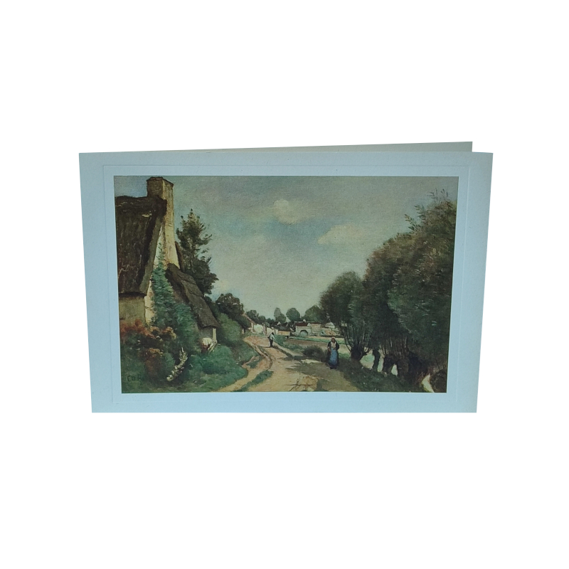 Bigliettino: Cottage con tetto di paglia vicino ad Arras di (17x12 cm)