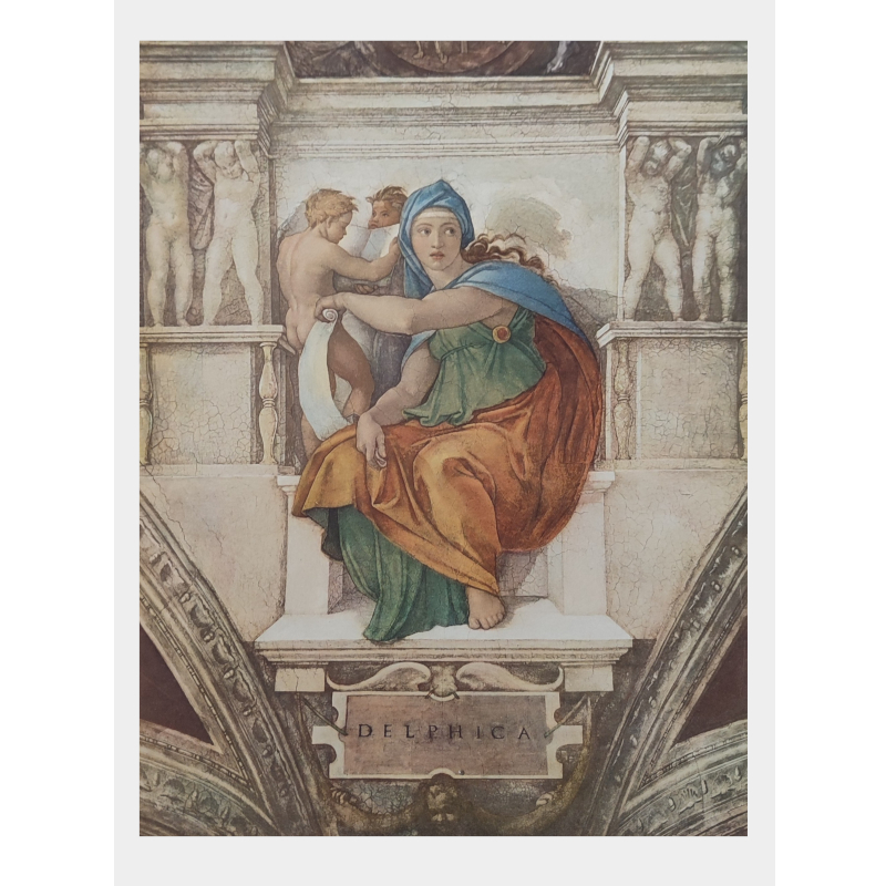 Stampa piccola (31x23cm) - Cappella Sistina dettaglio Sibilla Delphica 