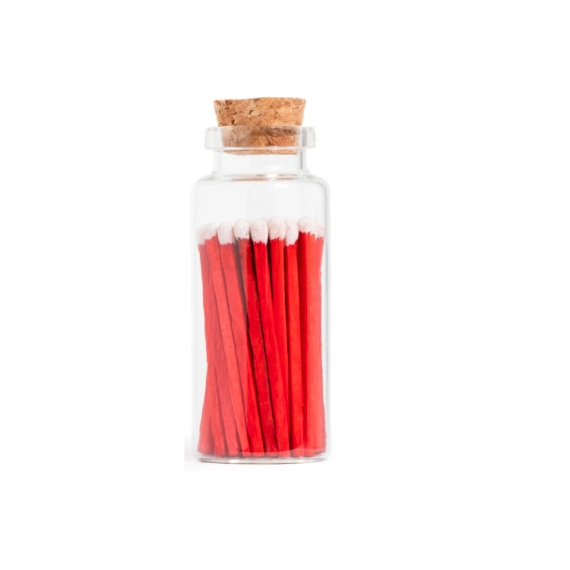 Fiammiferi boccetta vetro grande - bastoncino rosso