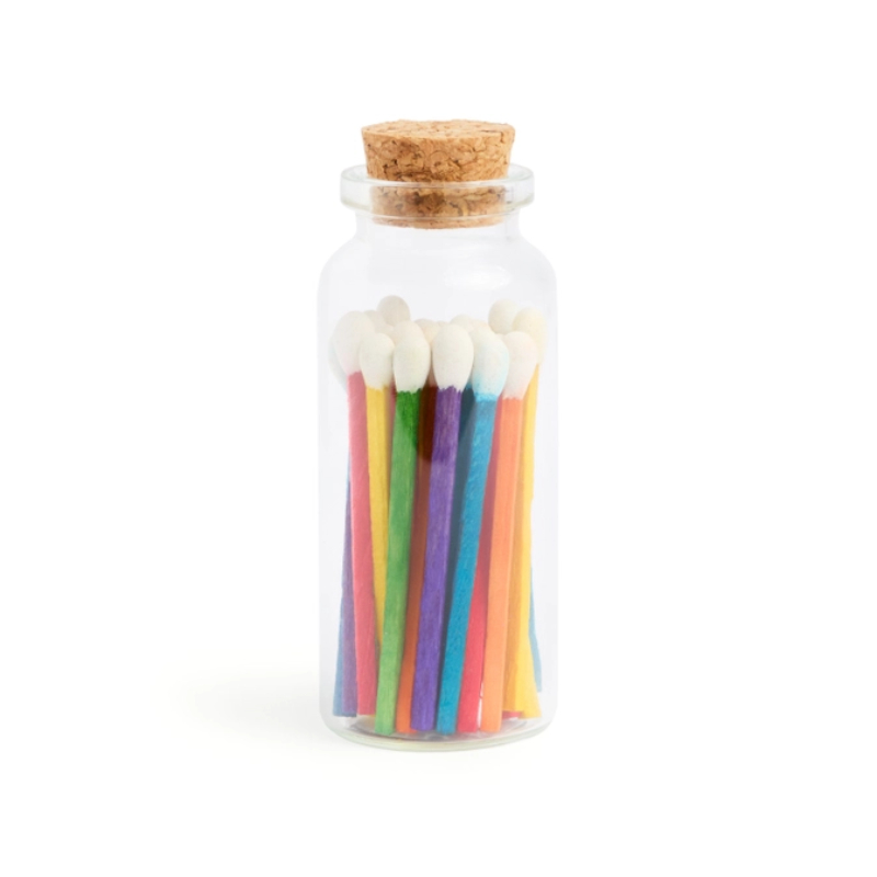 Fiammiferi boccetta vetro grande - bastoncino colori arcobaleno