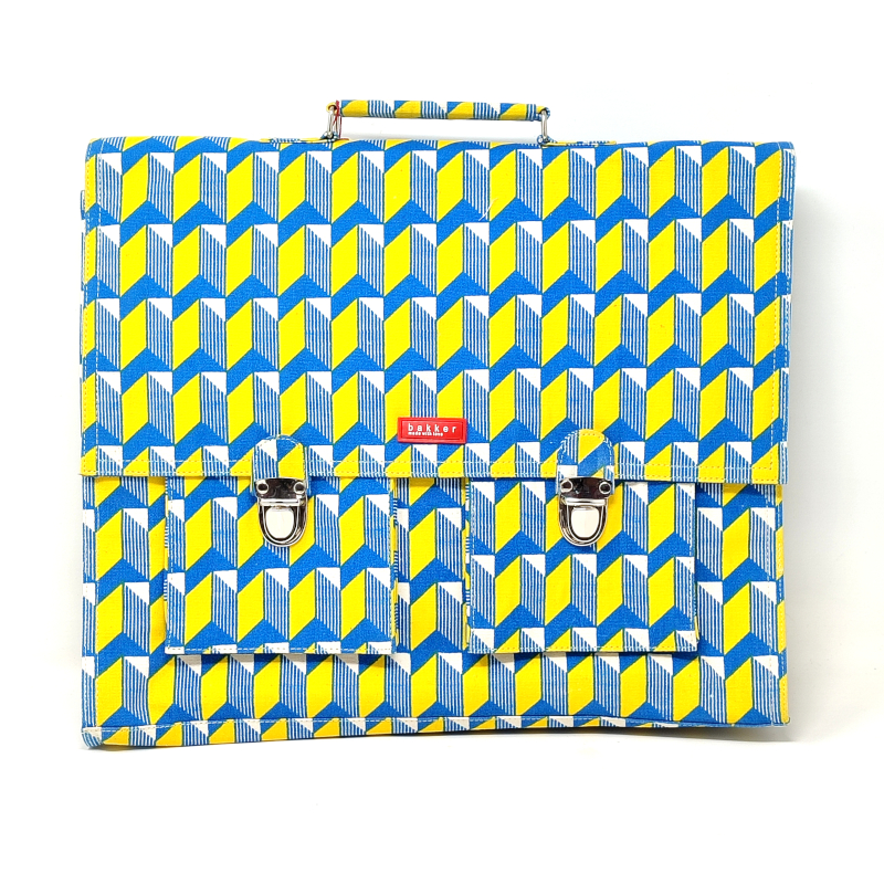 Cartella per la scuola - (37x30x8cm) Gialla e blu 