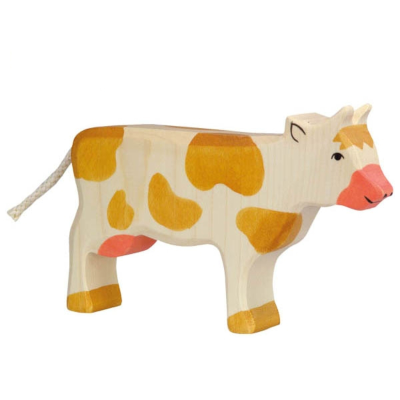 Mucca marrone - in legno 