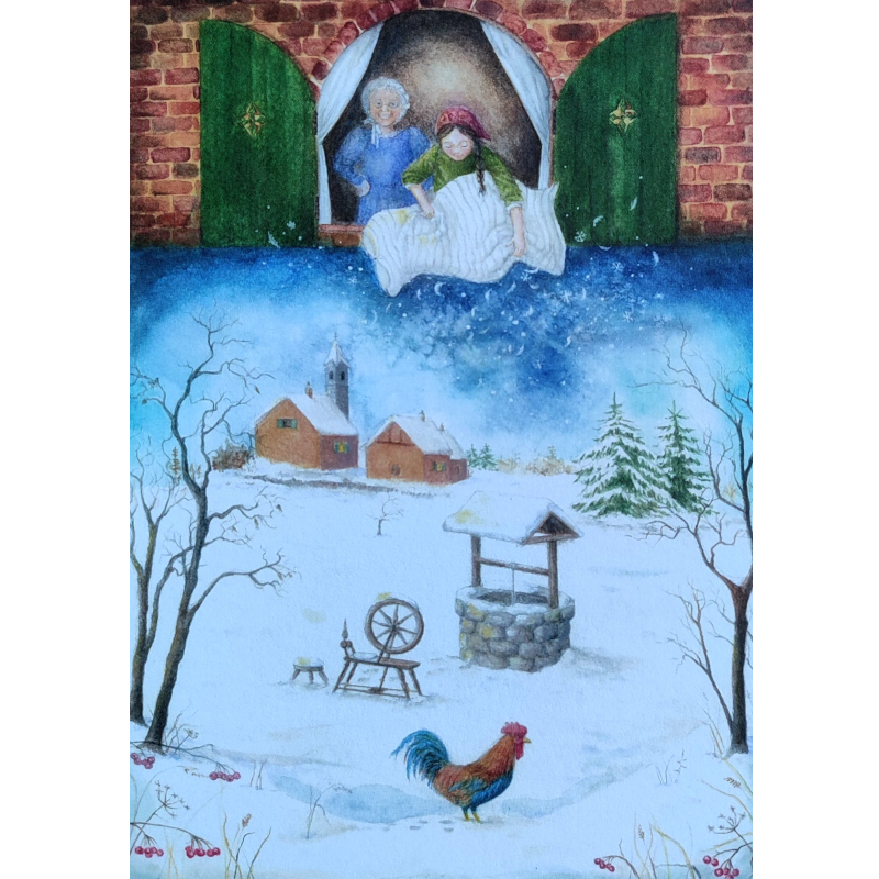 Cartolina: La signora Holle illustrata da Mhairi Hellbrandt