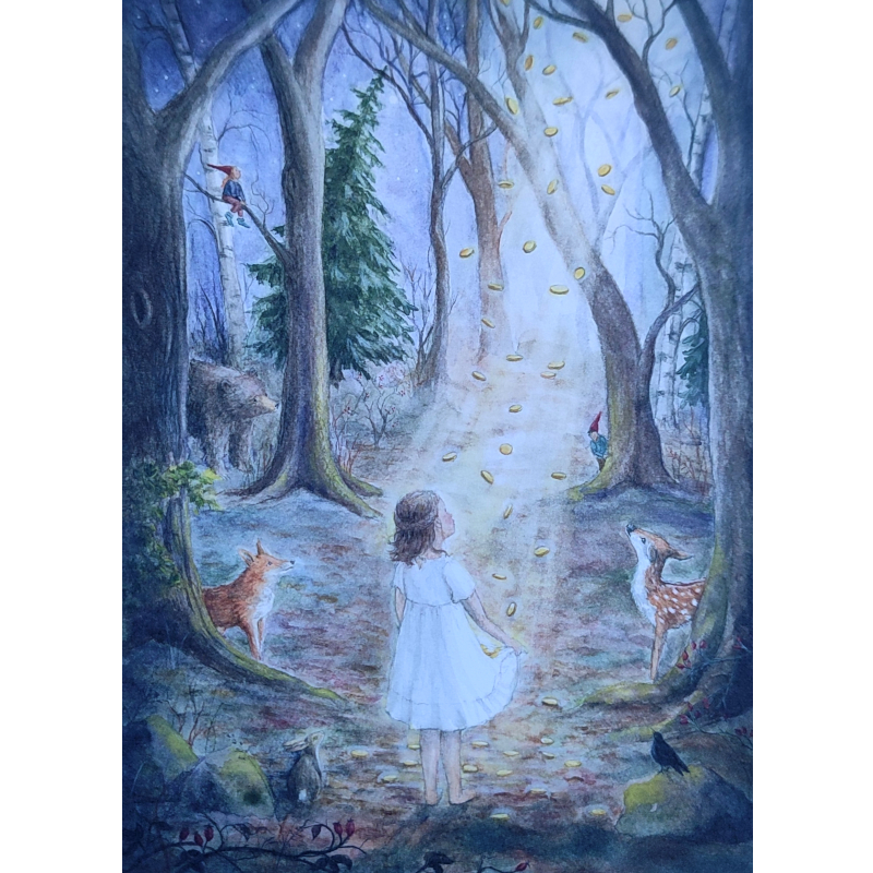 Cartolina: Pioggia di Stelle illustrata da Mhairi Hellbrandt