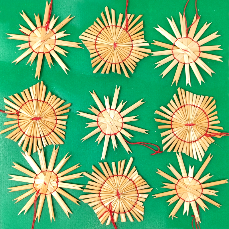 Decorazioni stelle in paglia miste - da appendere (9 pezzi)