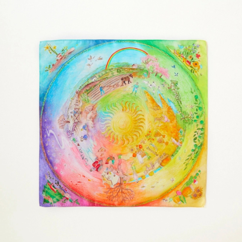 Velo in seta piccolo - Le quattro stagioni  (53x53cm)
