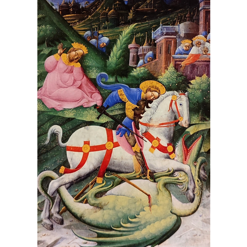 Cartolina: San Giorgio combatte contro il drago