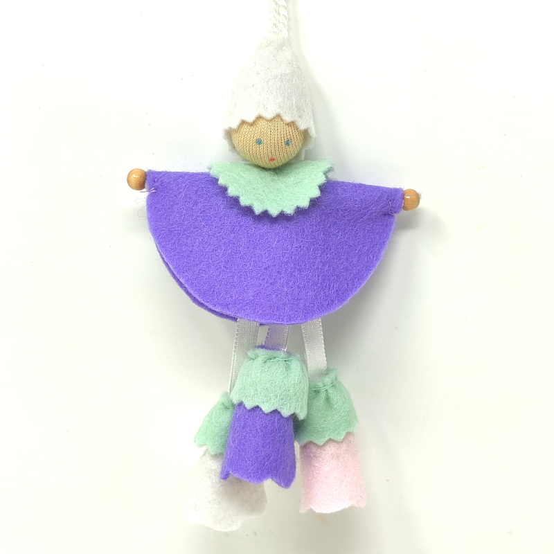 Bambolina piccola con campanello da appendere - Viola