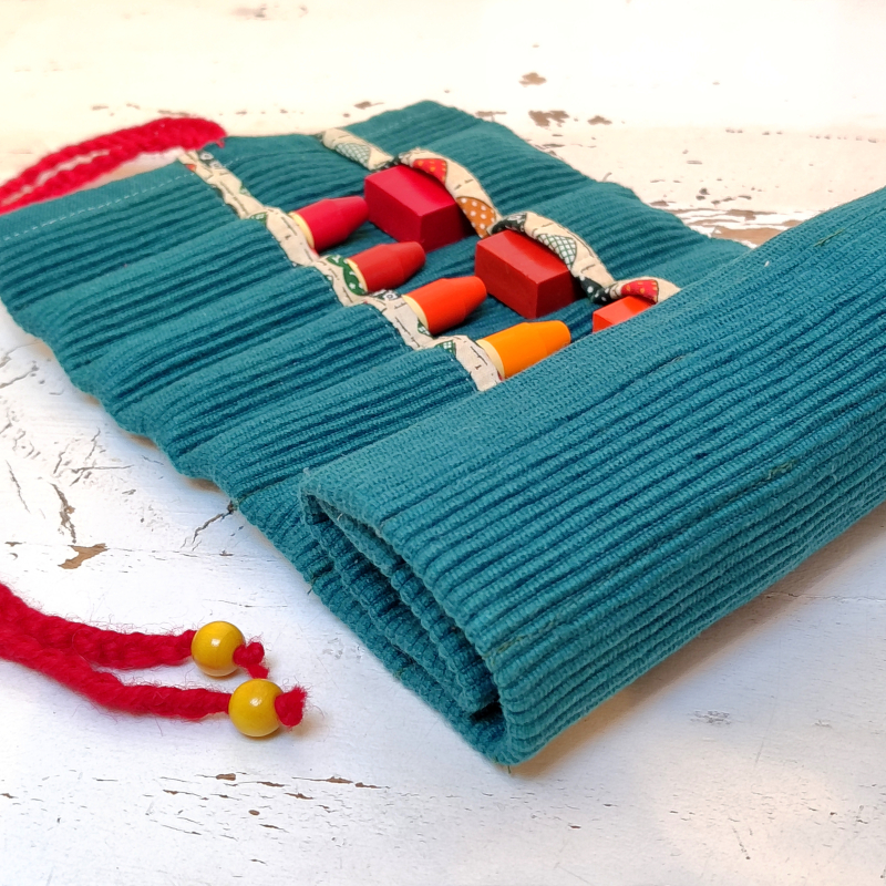 Astuccio in tela per pastelli a mattoncino e matita - Tinta unita