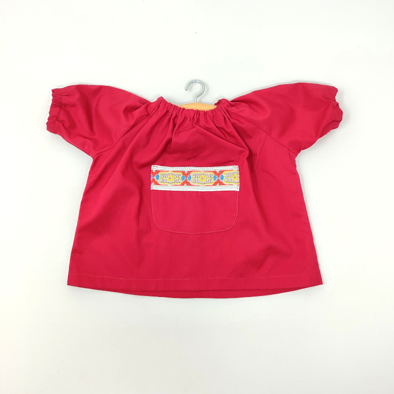 Grembiule per bambole per scuola e asilo - rosso bordeaux