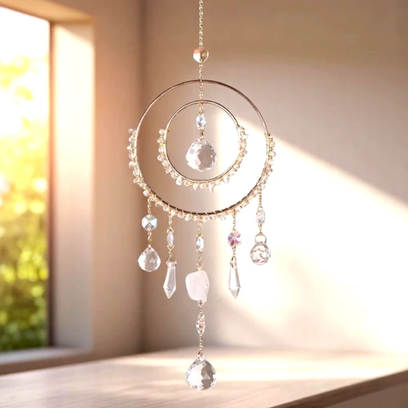 Acchiappasole da appendere (in metallo) - Ciondoli in vetro