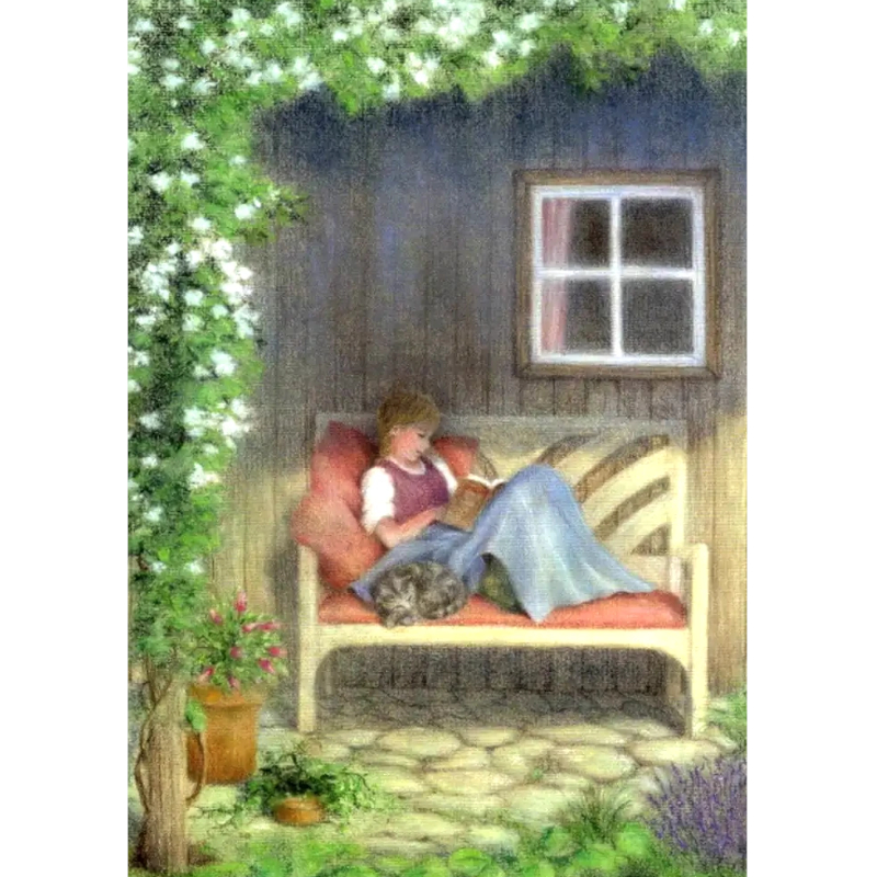 Cartolina: Bambina che legge 