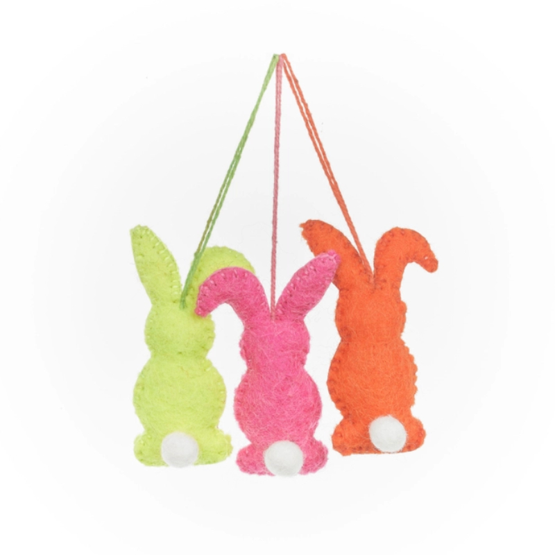 Coniglietti in feltro di Pasqua da appendere - 3 pezzi 