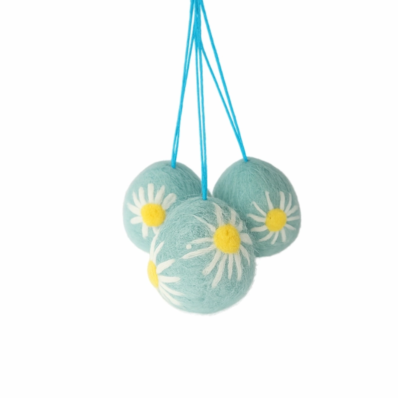 Uova di Pasqua in lana cardata da appendere Margherita - 1 pezzo