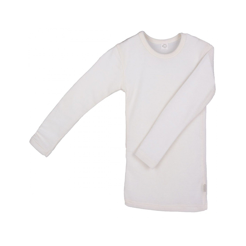 Canottiera lana e seta maniche lunghe ecrù (4-6 anni)